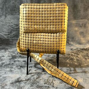 Gold square metal top mark purse